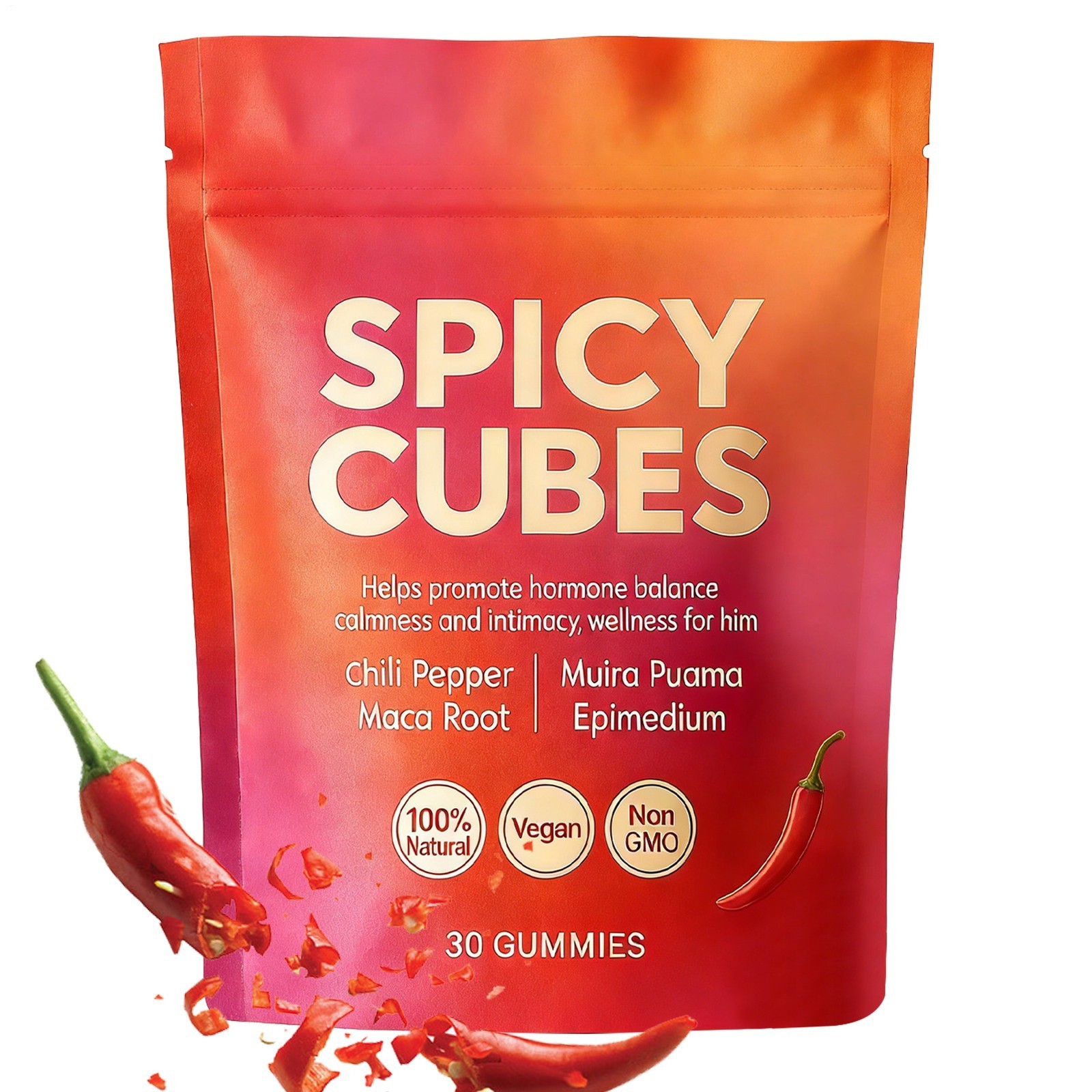 Spicy Cubes Intimacy Balance Gummy Candy for Counts Supplement 30 Adults