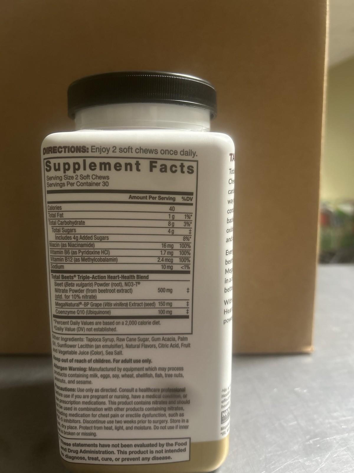 Force Factor Total Beets Ultimate Heart Health 60 Soft Chews Exp. 03/2028