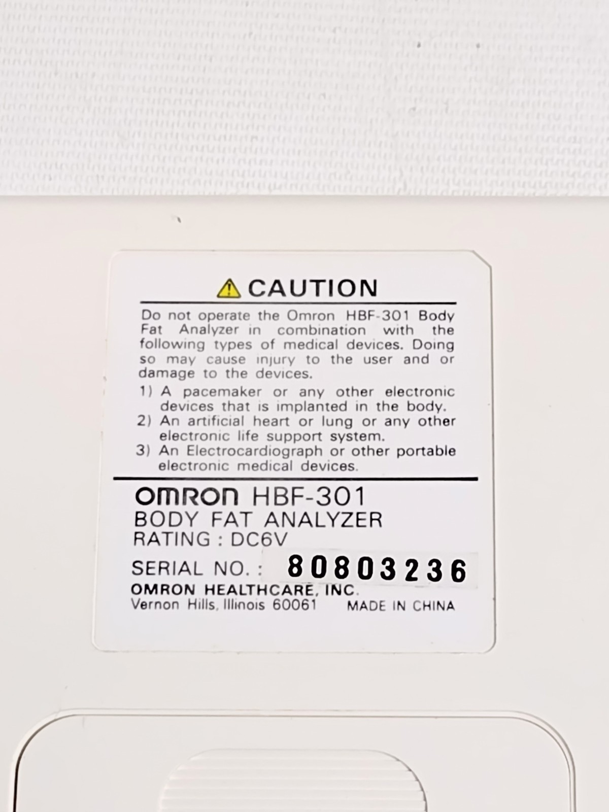 Omron Body Fat Analyzer Model HBF-301