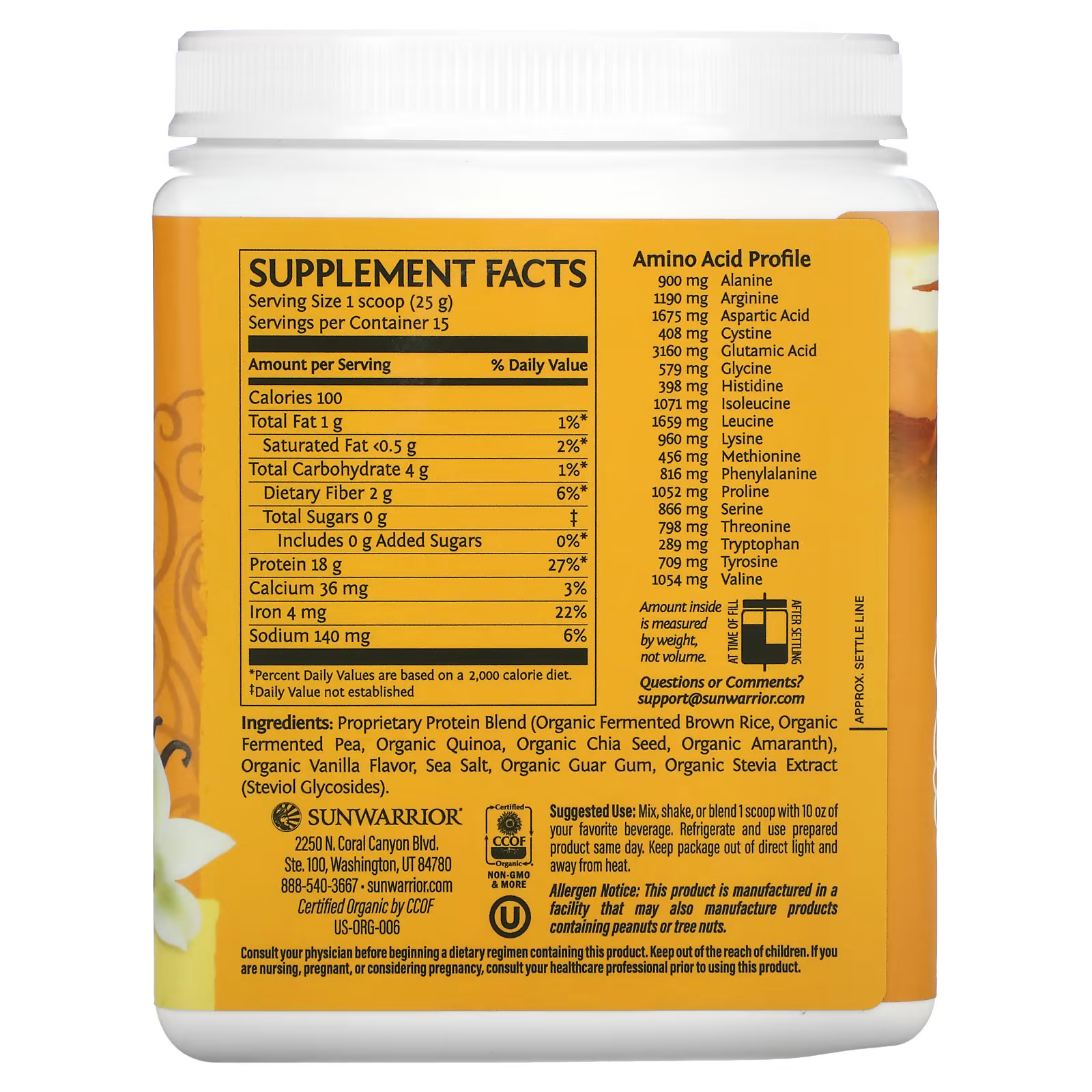 2 X Sunwarrior, Protein Classic Plus, Plant Based, Vanilla, 13.2 oz (375 g)