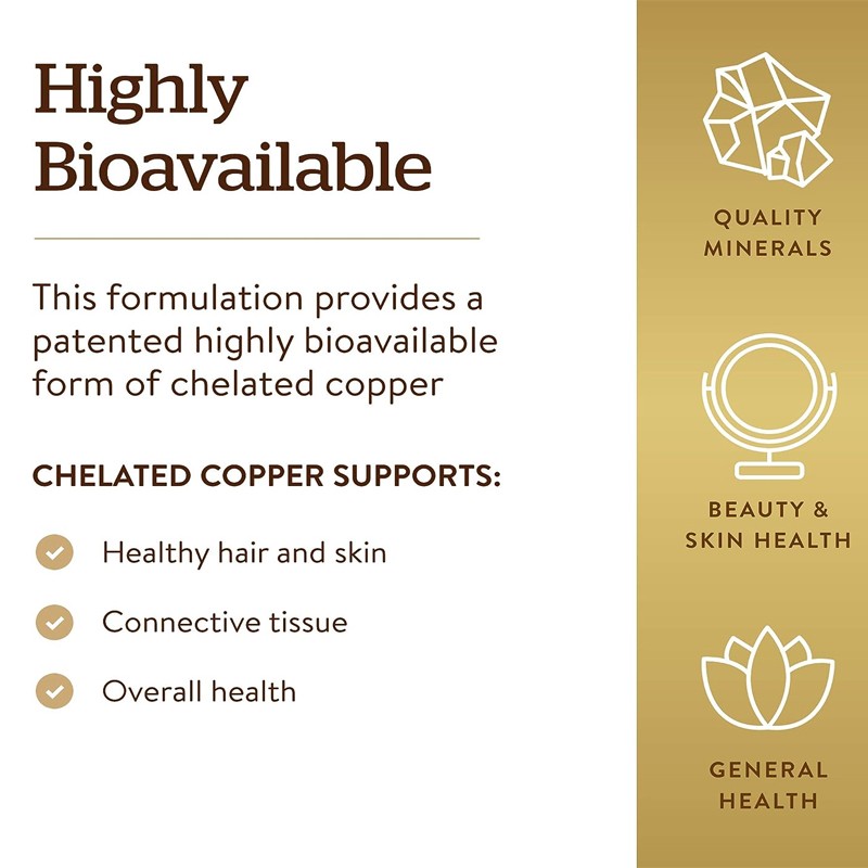 Chelated Copper Capsules – Bone, Skin, Heart Health, Immune and Thyroid Support