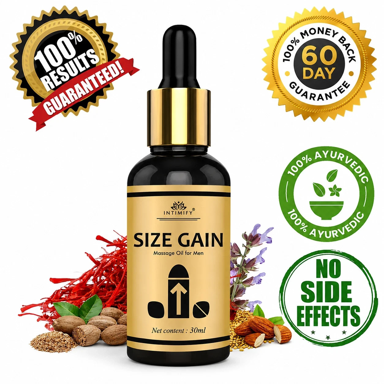 #1 NEW GAIN 14+ INCHES ENLARGER GROWTH OIL MALE FASTER – 30ml , 100% Herbal Oil