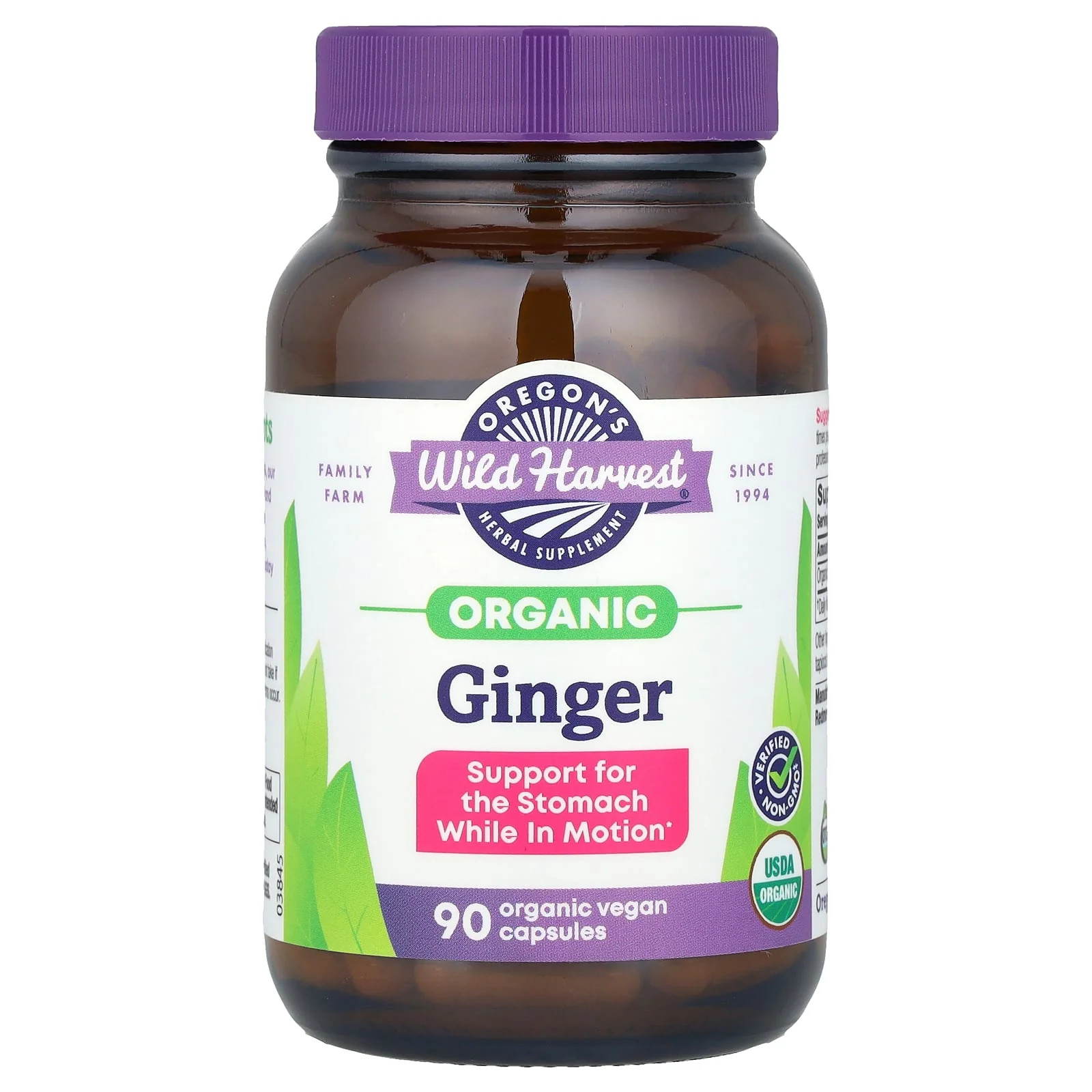 2 X Oregon’s Wild Harvest, Organic Ginger, 90 Vegan Capsules (500 mg per Capsul