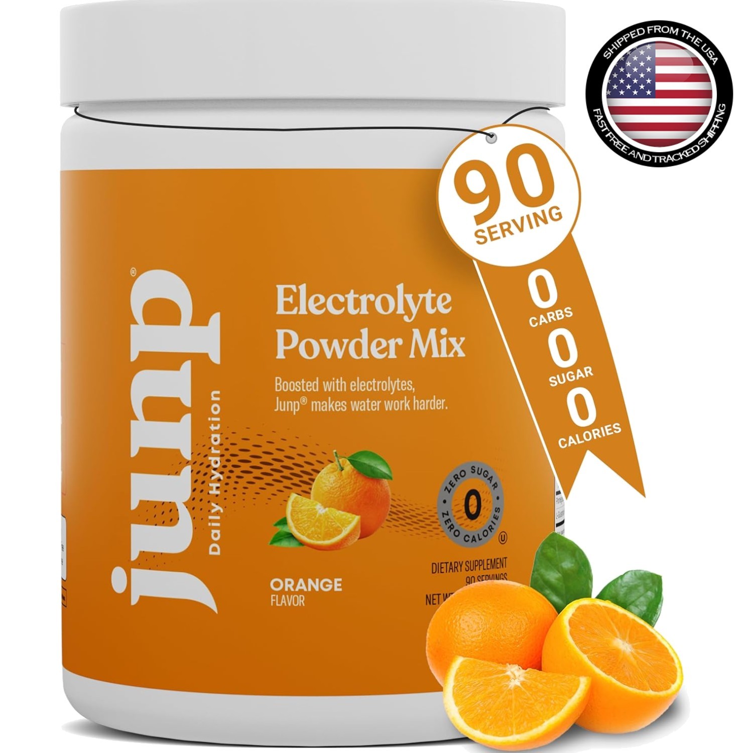 Electrolyte Drink Mix with Zero Sugar & Carbs – Sweet Orange Flavor, 90 Servings