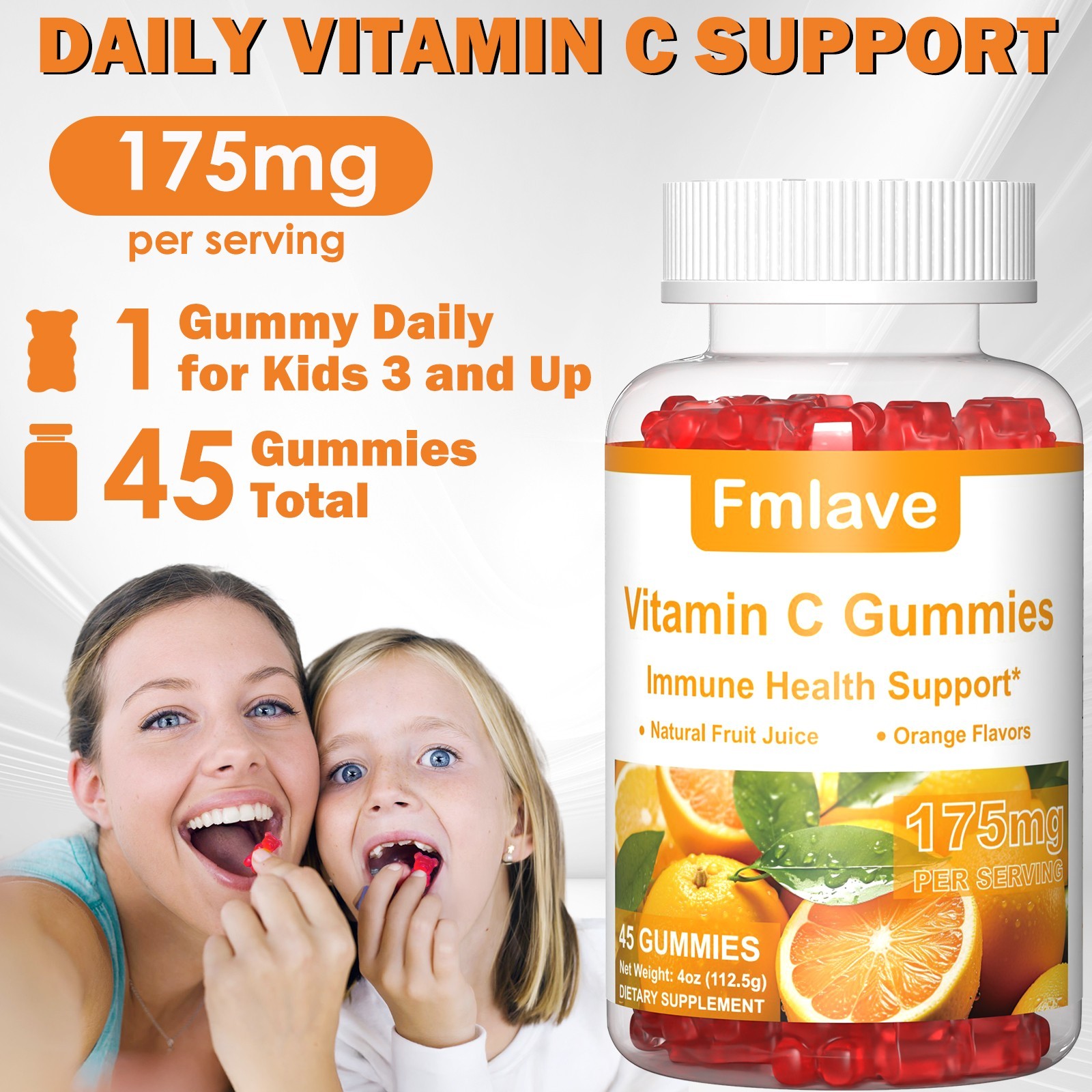 2x Daily Probiotic & Prebiotic Gummies with Vitamin C Gut & Immune Support 105ct