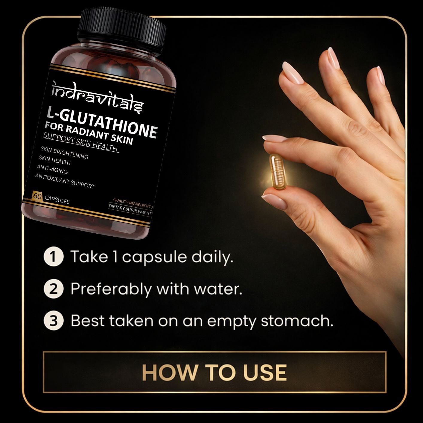 L Glutathione Capsules 60 Skin Brightening Antioxidant Supplement