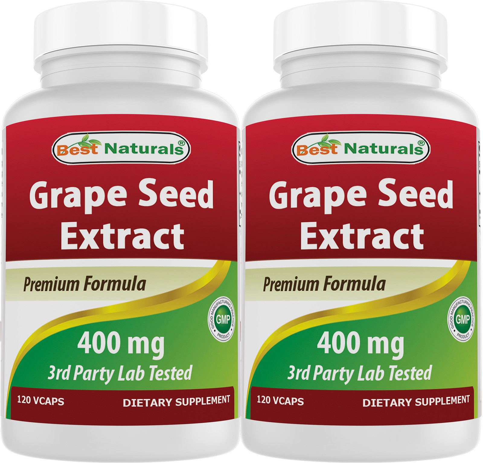 2 Pack Best Naturals Grape Seed Extract 400 mg Veggie Capsule, 120 Count
