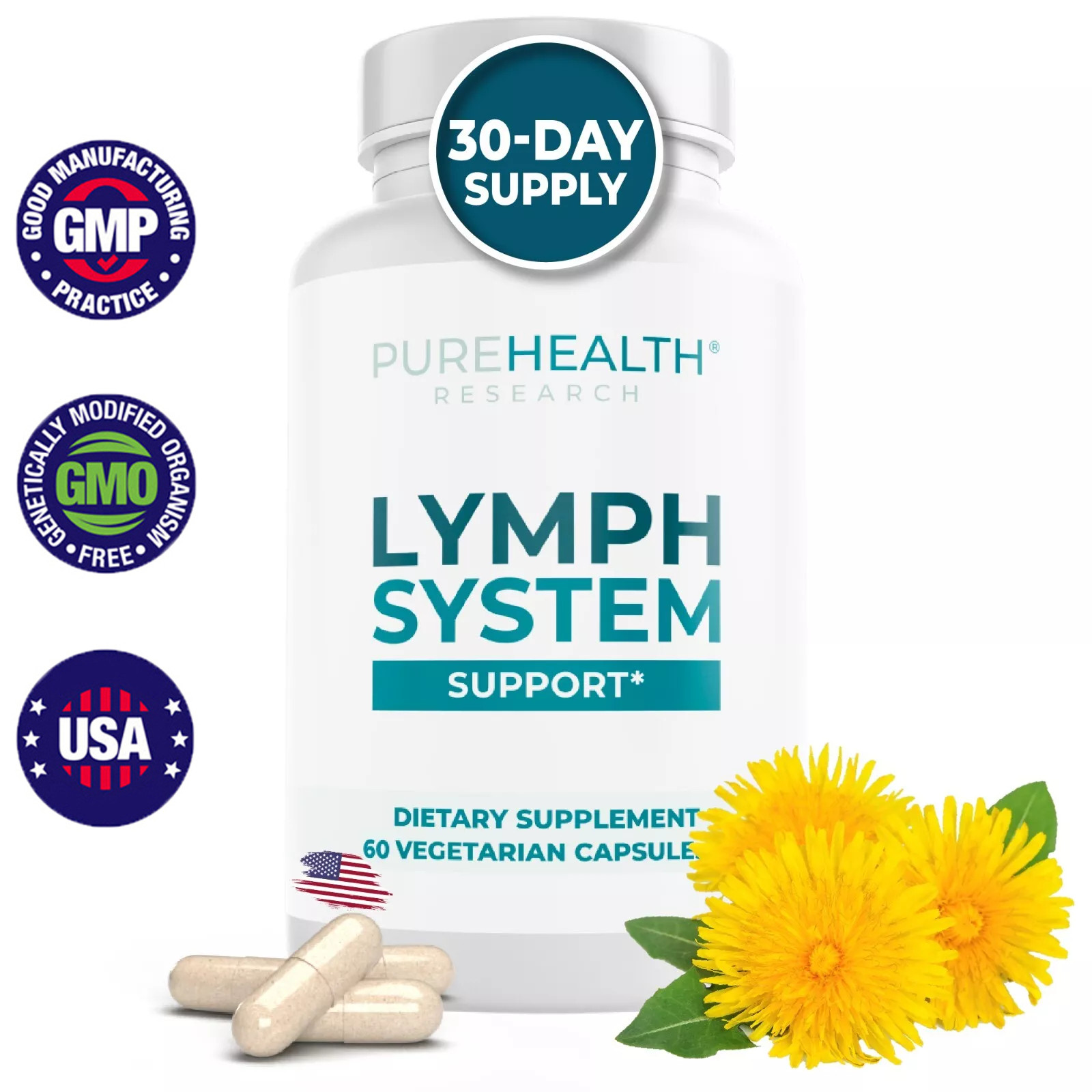 Reduce Supplement Lymphatic Swelling Boost Energy Digestion Detoxify Skin 60 CT