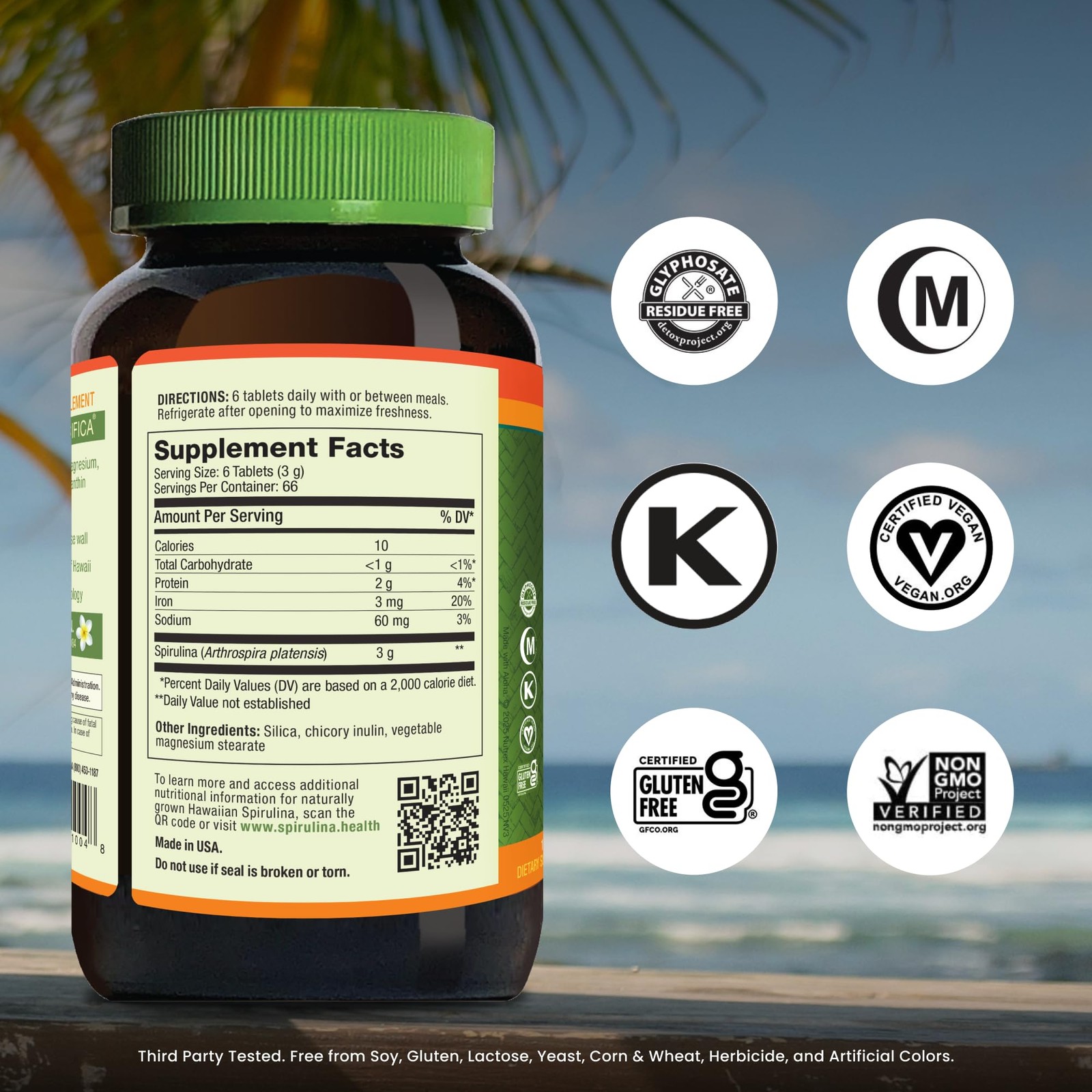 Nutrex Hawaii Pure Hawaiian Spirulina – Vegan 400 Count (Pack of 1), Green