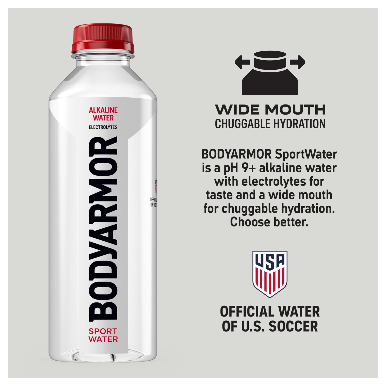 BODYARMOR SportWater Alkaline Water, High 700 ml (Pack of 24), red