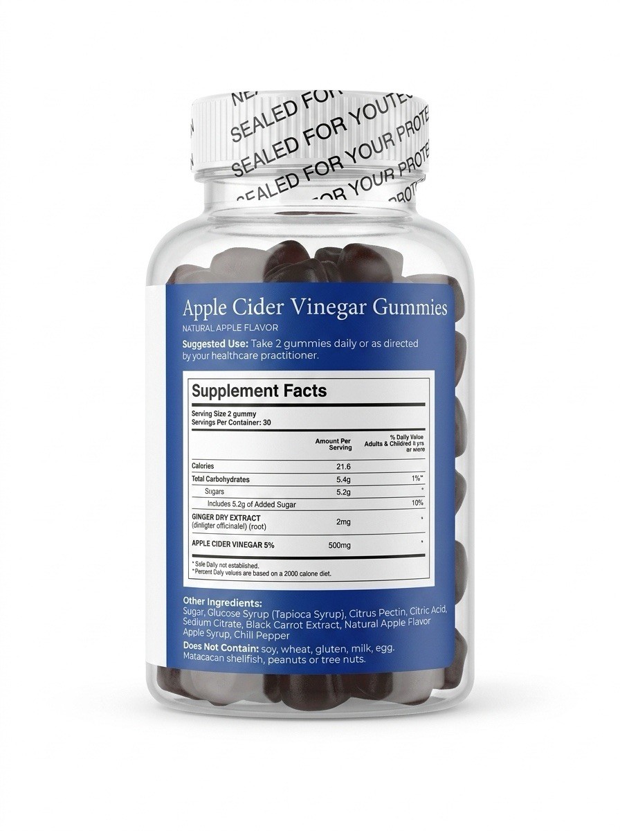 SaBio Therapeutics Apple Cider Vinegar Gummies Vegan Gluten-Free 60 Apple