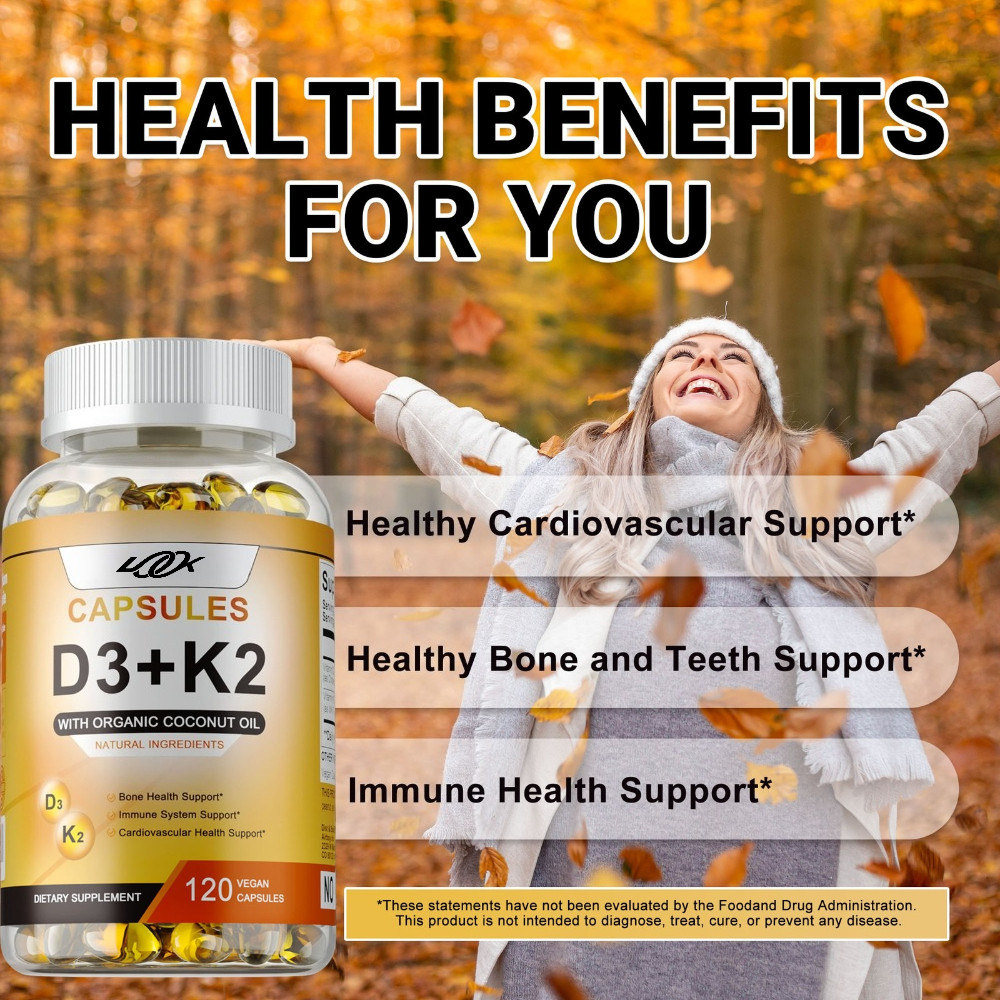 Vitamin D3 + K2 (MK-7) 240pcs – Immune Support Strong Bones Joints Health