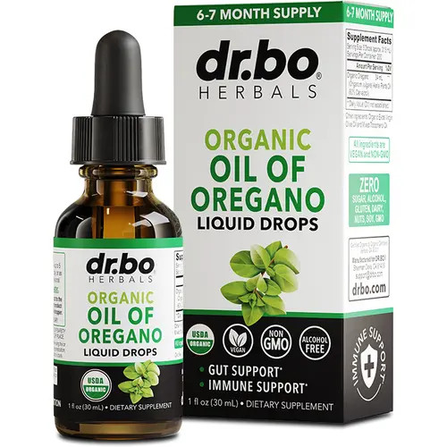 Dr. Bo Organic Oil of Oregano Liquid Drops – Immune Support, Herbal Tincture, Gu
