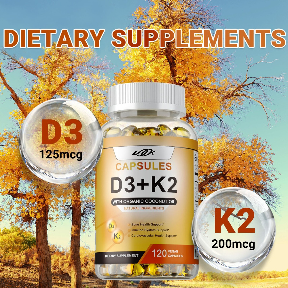 Vitamin D3 + K2 (MK-7) 240pcs – Immune Support Strong Bones Joints Health