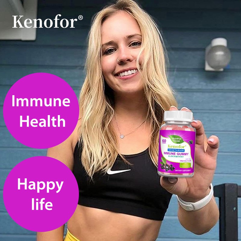Elderberry Immune Gummie-With Zinc,VitaminsC & D3 for Round Immune Support 60pcs