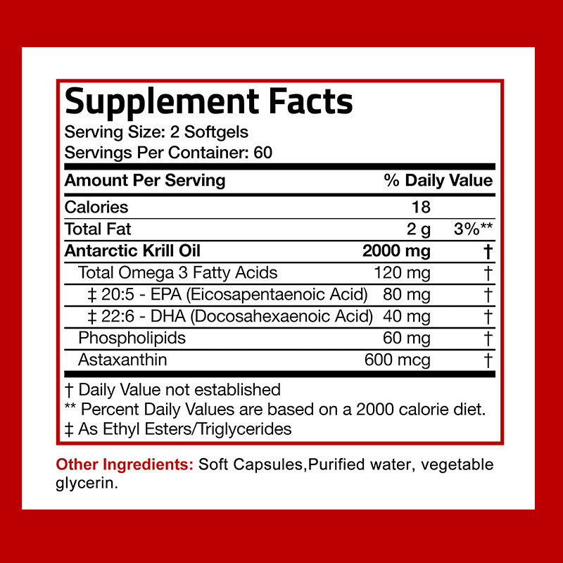 Antarctic Krill Oil 2000Mg Supplement, 30/60/120 Softgel, Omega-3 – SEALED!