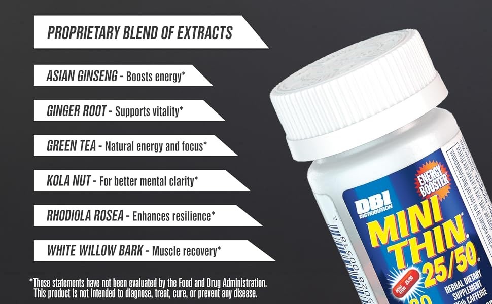 4 x 30ct BOTTLES MINI THIN 25/50 EF ENERGY BOOSTER ( 120 ) PILLS
