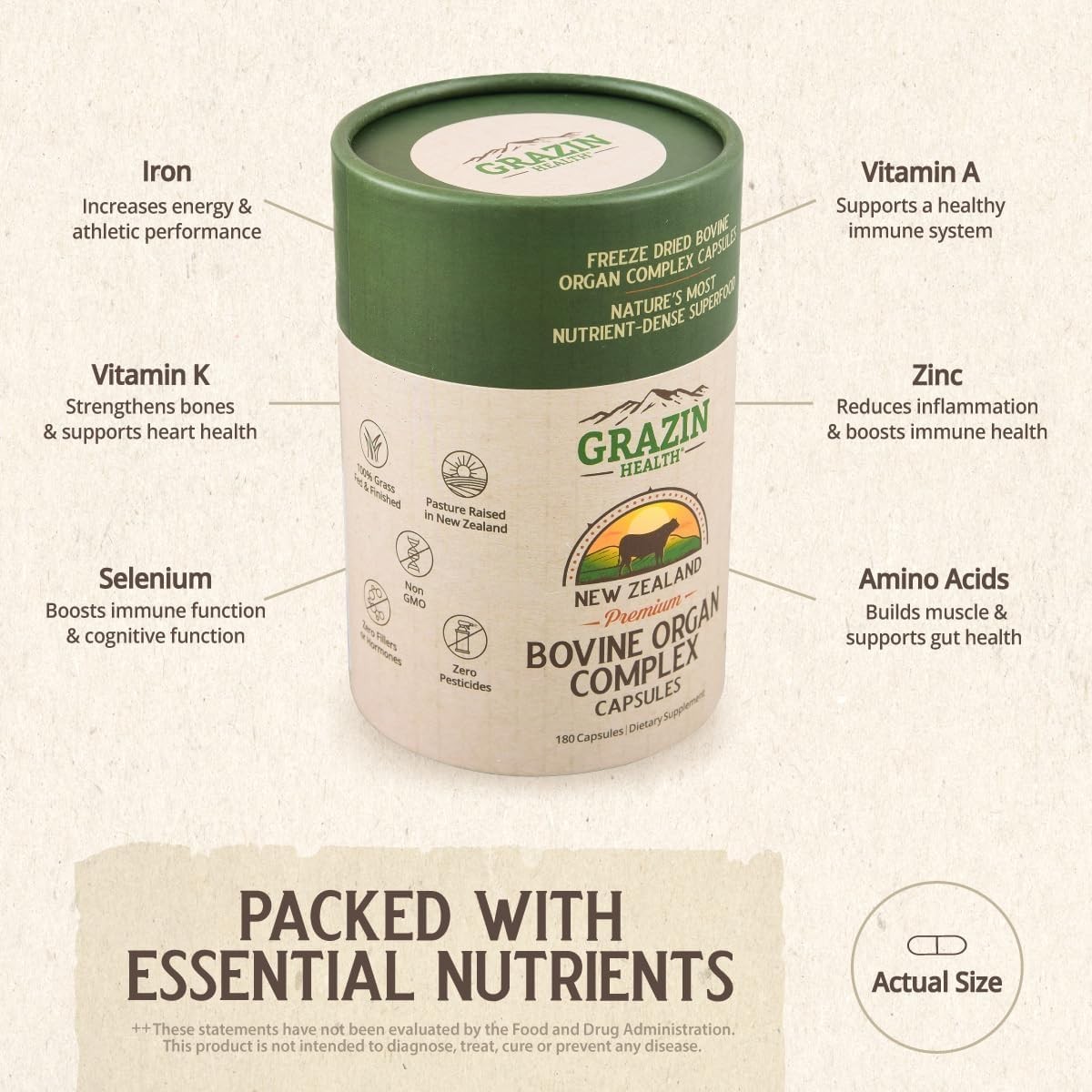 Grass Fed Bovine Organ Complex: Liver, Spleen, Kidney, Heart, Pancreas