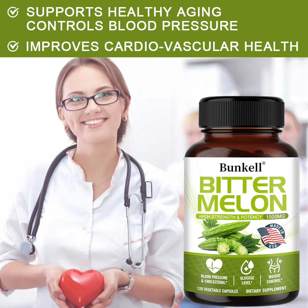 Bitter Melon Capsules 10:1 Extract,1000 mg Strength,Vegan Caps Weight Control