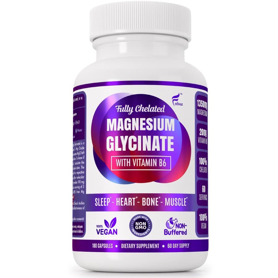 Magnesium Glycinate with Vitamin B6 1350mg Sleep Stress Relief 180 Vegan