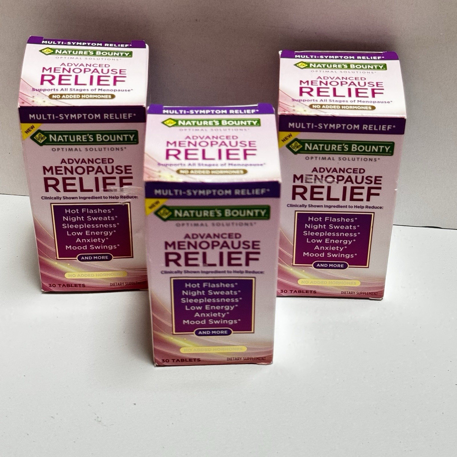 3x Natures Bounty Optimal Solution ADVANCED MENOPAUSE RELIEF 30 tabs x3 EXP 2/27