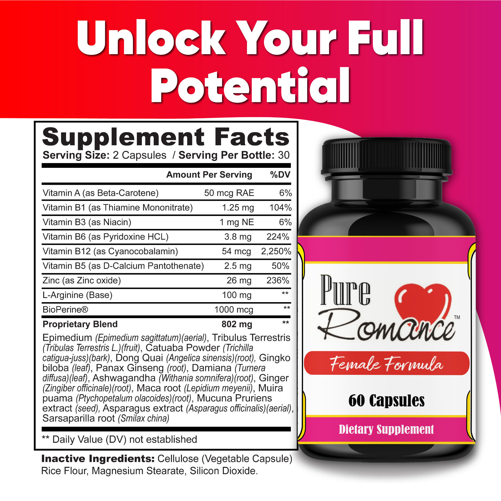 Female Enhancement Pills Women Libido Booster Vitality & Desire Support 60Caps