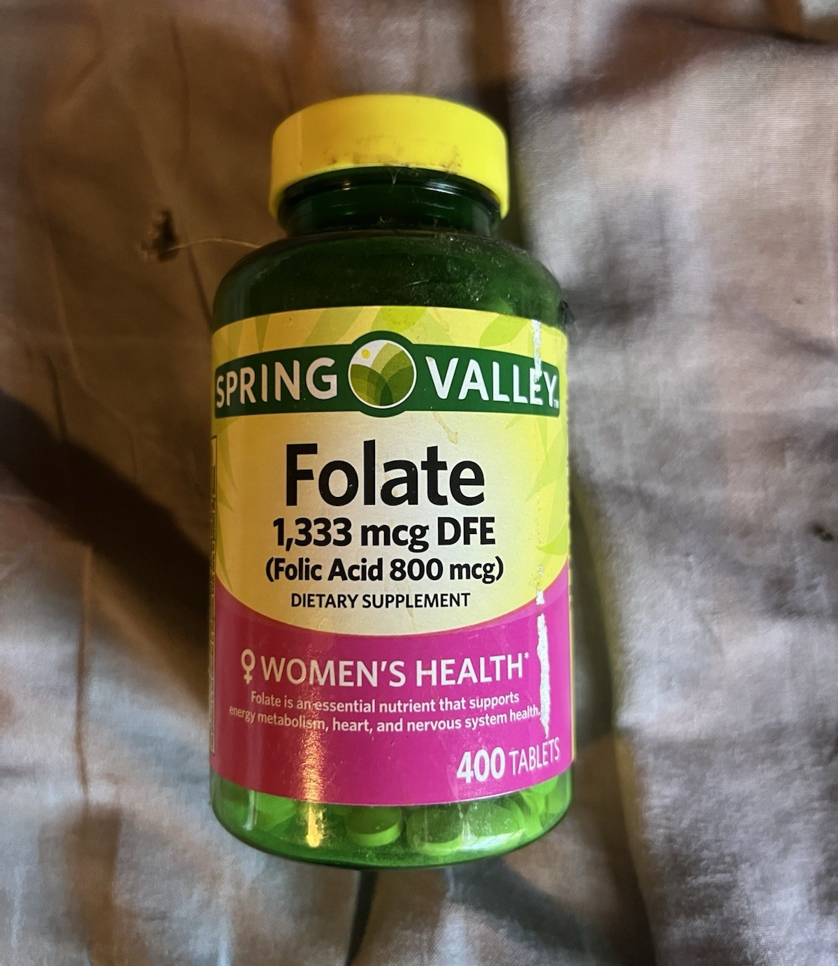 Spring Valley Folate 1,333 mcg DFE (Folic Acid 800 mcg) 400 Tablets Exp 06/28