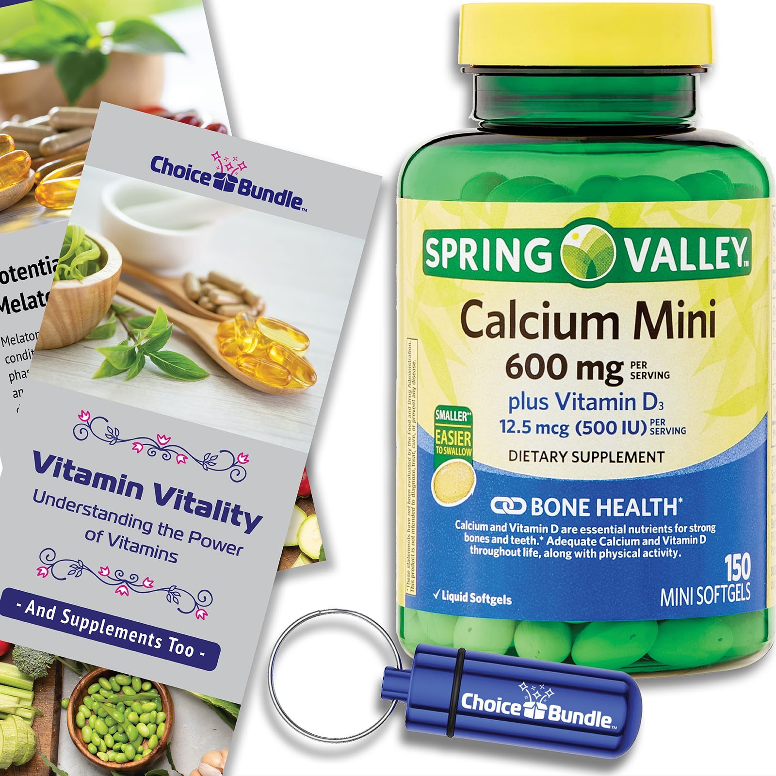 Calcium Supplement with Vitamin D3-600mg Calcium for Bone Health, 150 Mini Soft