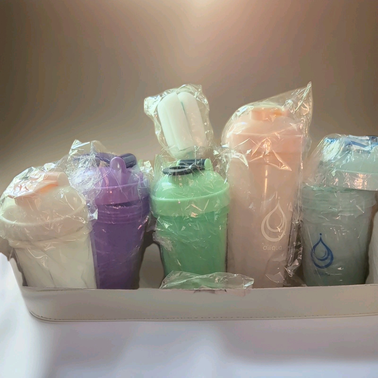 diliqua 5 Pack Shaker Bottles Multicolor Plastic Screw-On Lid Blender Bottle