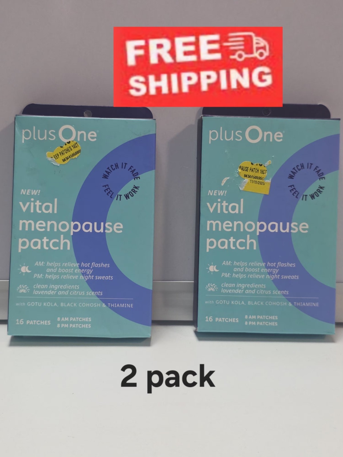 Plus One Vital Menopause Patch (AM/PM 16 Patches Exp 07/28 2 Pack. FREE ✈️