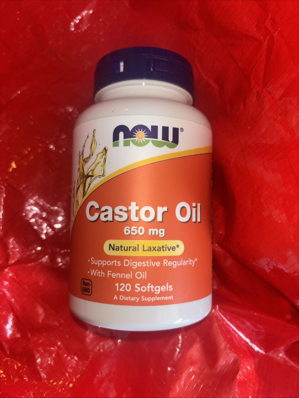 Now Foods, Castor Oil, 650 Mg, 120 Softgels Exp 2/2028