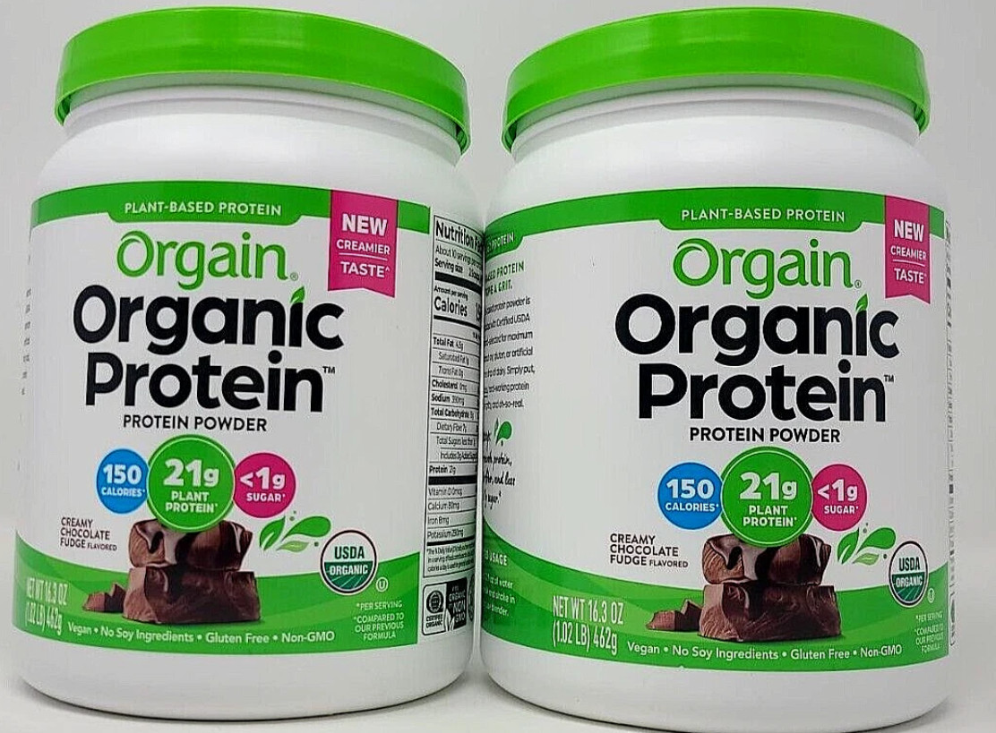 2X Orgain Plant-Based Organic Protein Powder – Creamy Chocolate B.B 08/17/2026