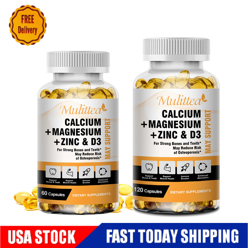 60/120Pcs Zinc Calcium Magnesium & Vitamin D3 Complex Supplement Strong Bone