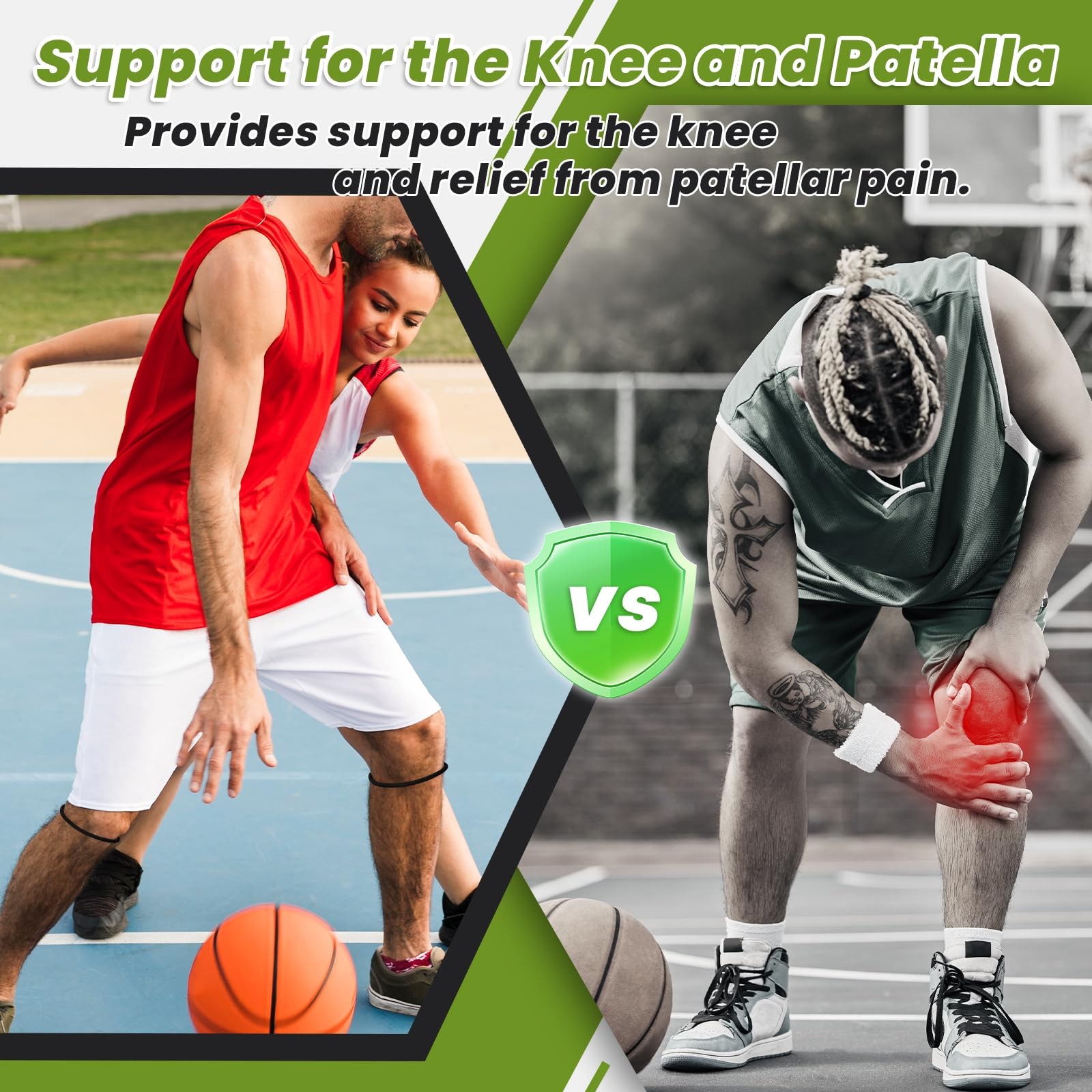 Aolabela 2PCS Patellar Tendon Knee Strap Band for One Size, Black