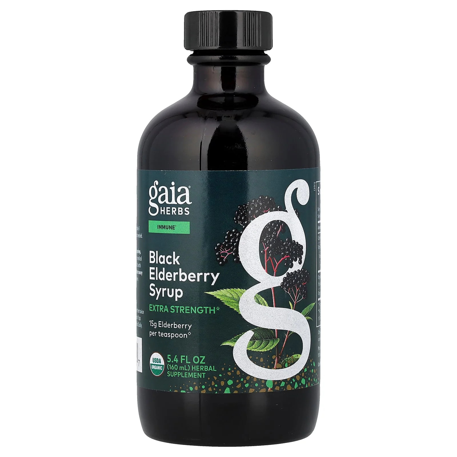 2 X Gaia Herbs, Black Elderberry Syrup, 5.4 fl oz (160 ml)