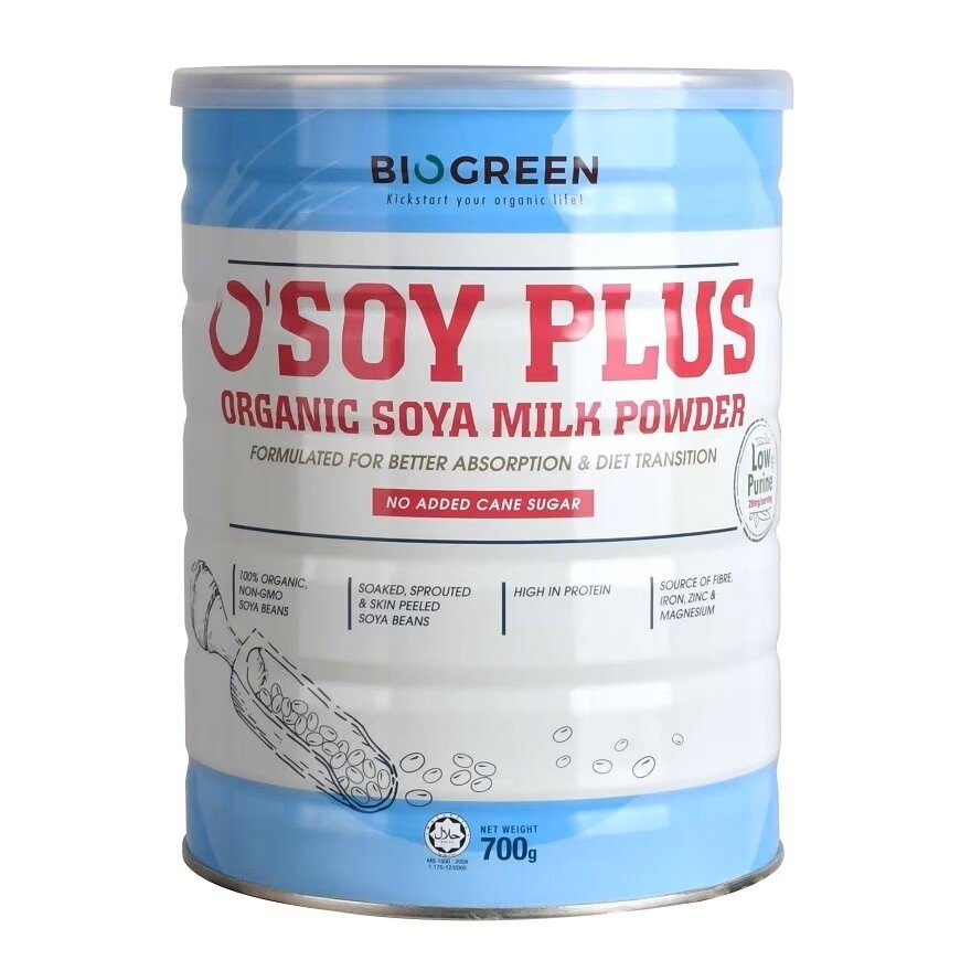 Biogreen-O’Soy Plus Soya Milk Powder (Cane Sugar Free) 700g- 1 Can