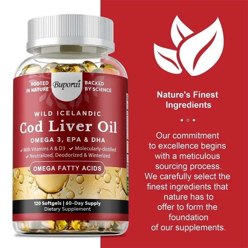 COD Liver Oil 240pcs,Strengthen The Brain, Bones,Improve Memory and Intelligence