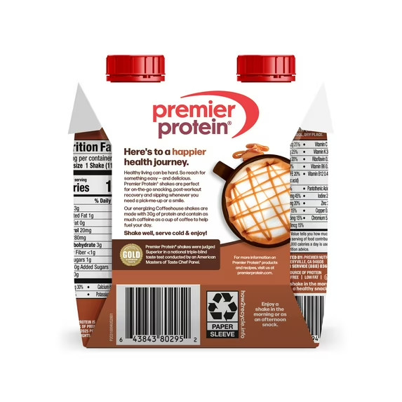 Premier Protein Shake, Coffeehouse Caramel Machiatto, 30g Protein, 11 Fl Oz, 4 C