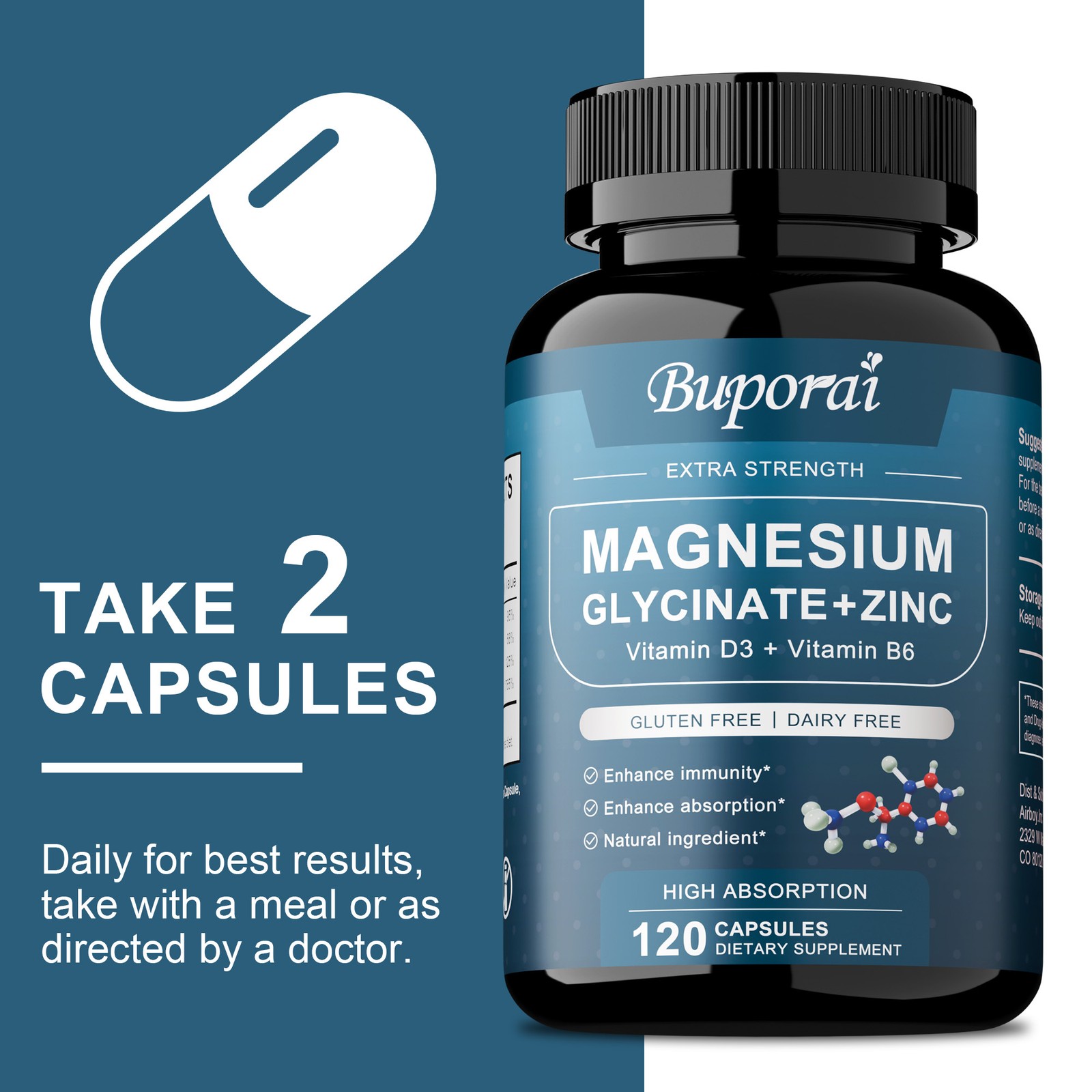 Magnesium Glycine +Zinc 240pcs-Brain and Joint Health,Enhance Cognitive Function