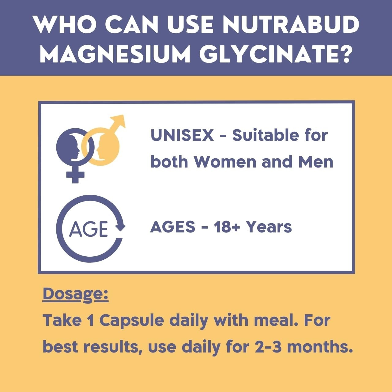 Nutrabud Magnesium Glycinate – 120 Vegetable Capsules – 550mg for Men, Women