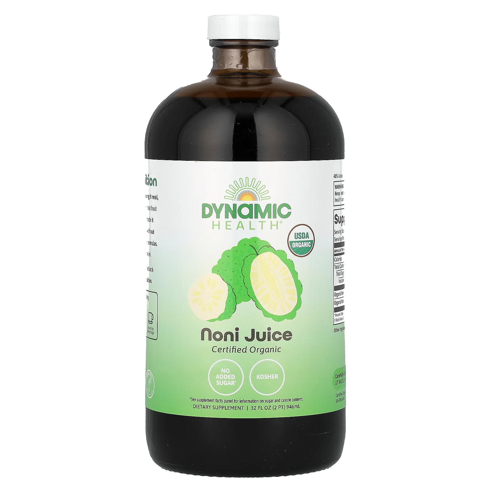 2 X Dynamic Health, Certified Organic Noni Juice, Glass, 32 fl oz (946 ml)