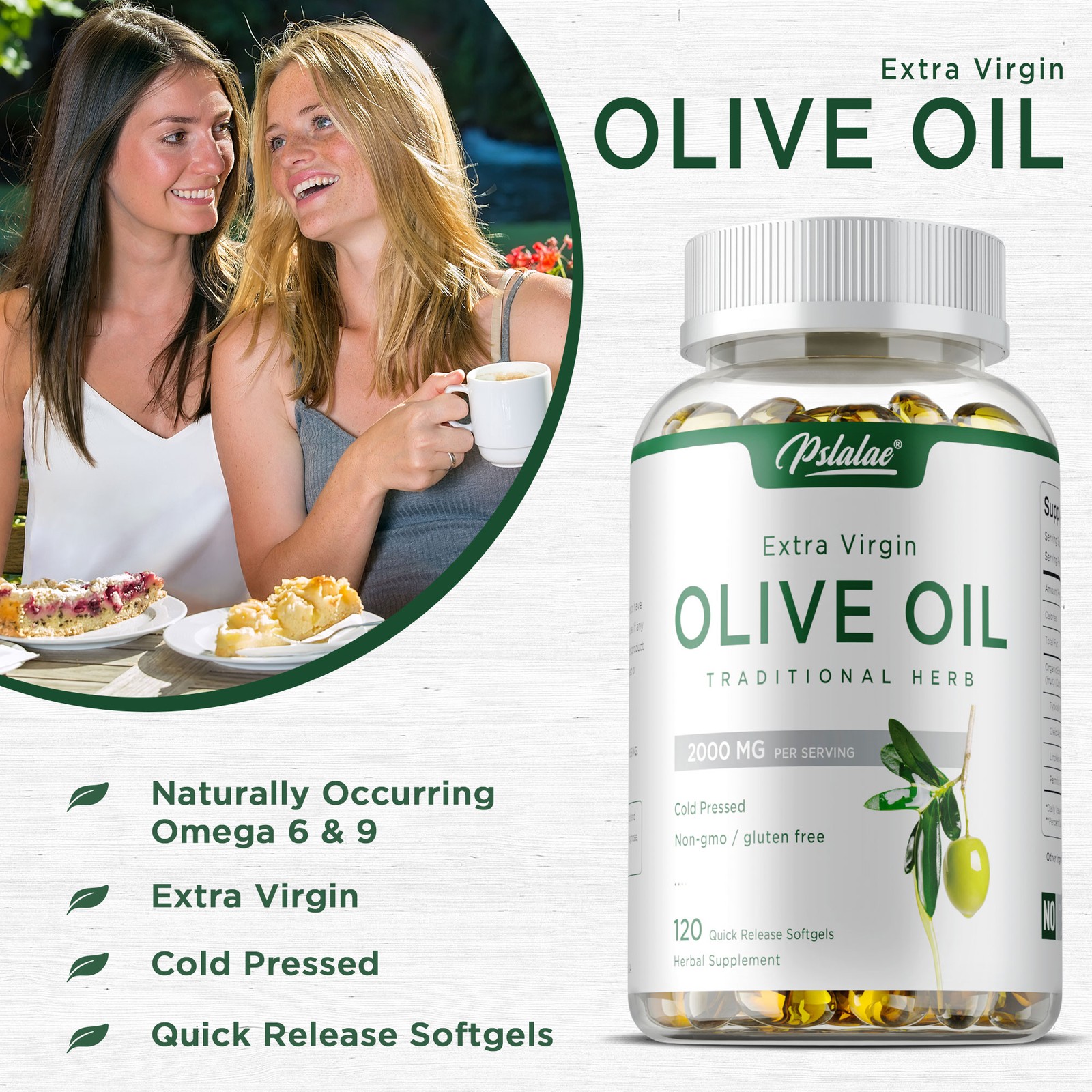 Olive Oil Softgels 2000mg – Cold Pressed Extra Virgin, Cardiovascular Health