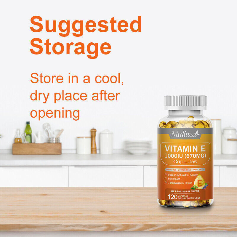 Vitamin E 1000 Iu 670mg Capsules – Supports Skin, Hair, Immune and Eye Health