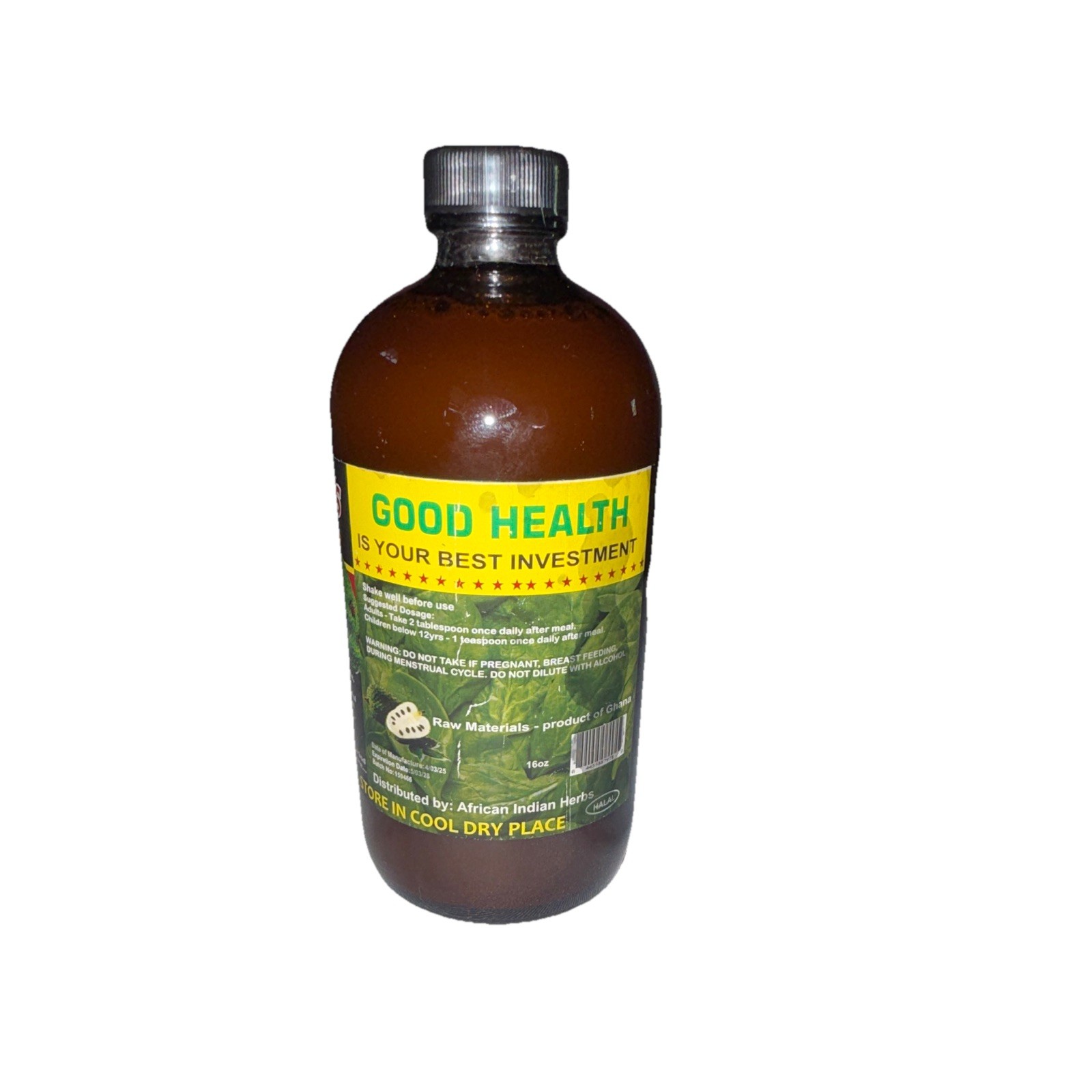 African Indian Herb’s Soursop Bitters Detox Cleanser Liquid 16oz All Natural