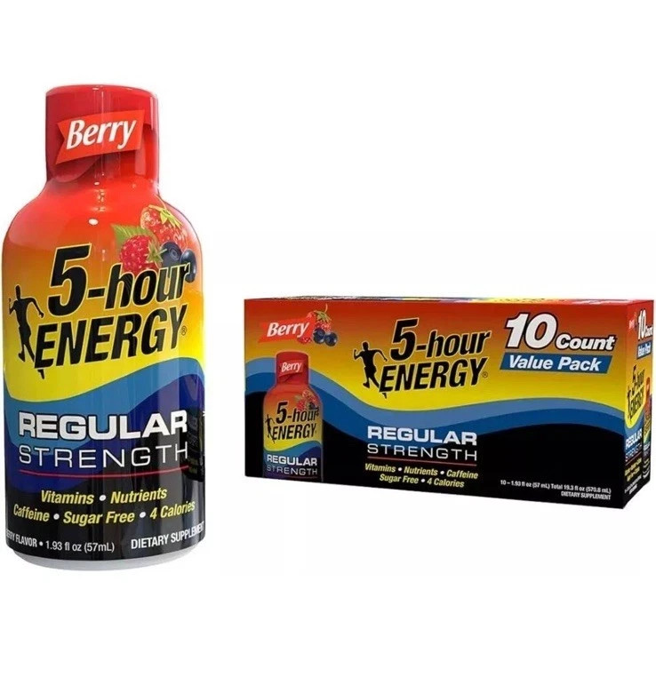 5-Hour Energy Regular Strength 10-Count – Berry – 1.93fl oz Each – Exp 04/28