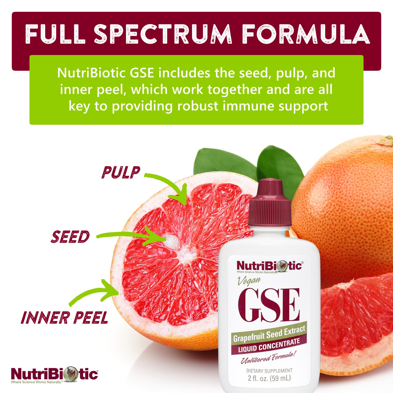 NutriBiotic GSE Liquid Concentrate -2 Fl Oz Broad-Spectrum Immune Support