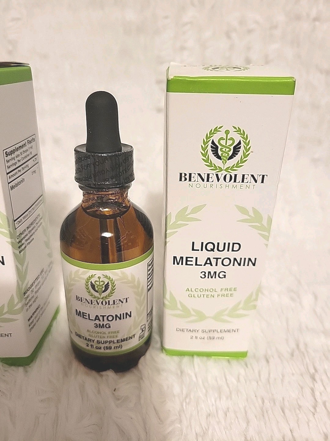 Benevolent Liquid Melatonin 3 mg. 2 Pk 2oz Ea. Liquid. Exp 1/28 Sealed Imperfect