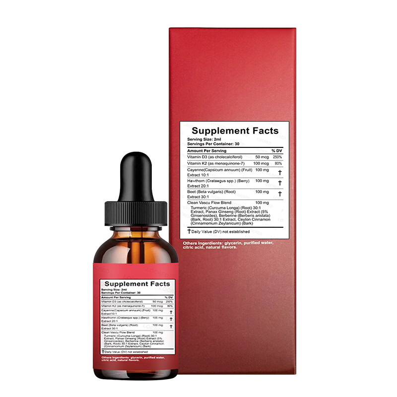 Advanced Cayenne Pepper Hawthorn Beet Root Turmeric Vitamin K2+D3 Drops Suppleme