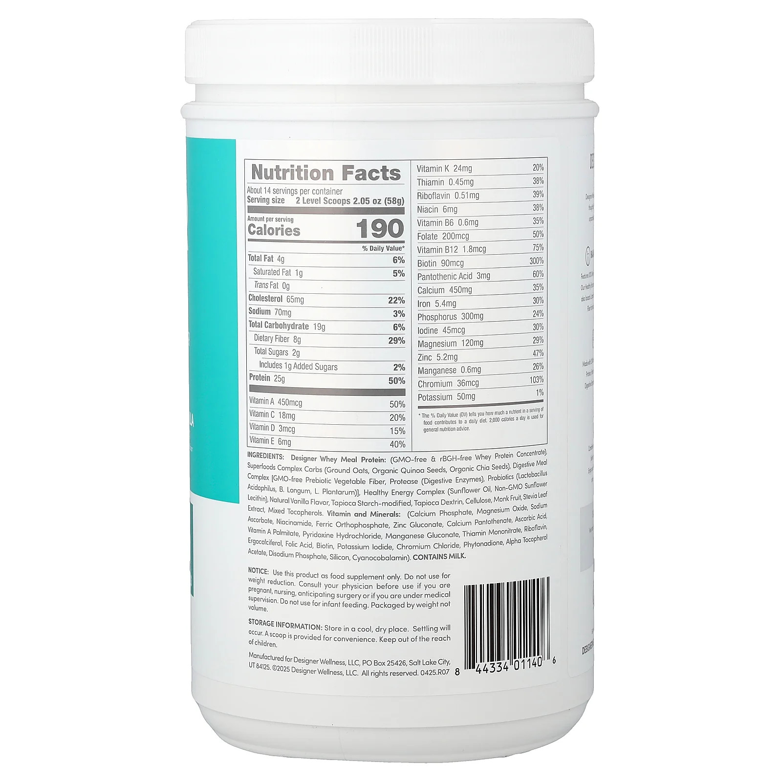 2 X Designer Wellness, Designer Whey�, Meal Replacement Protein Powder, Vanilla