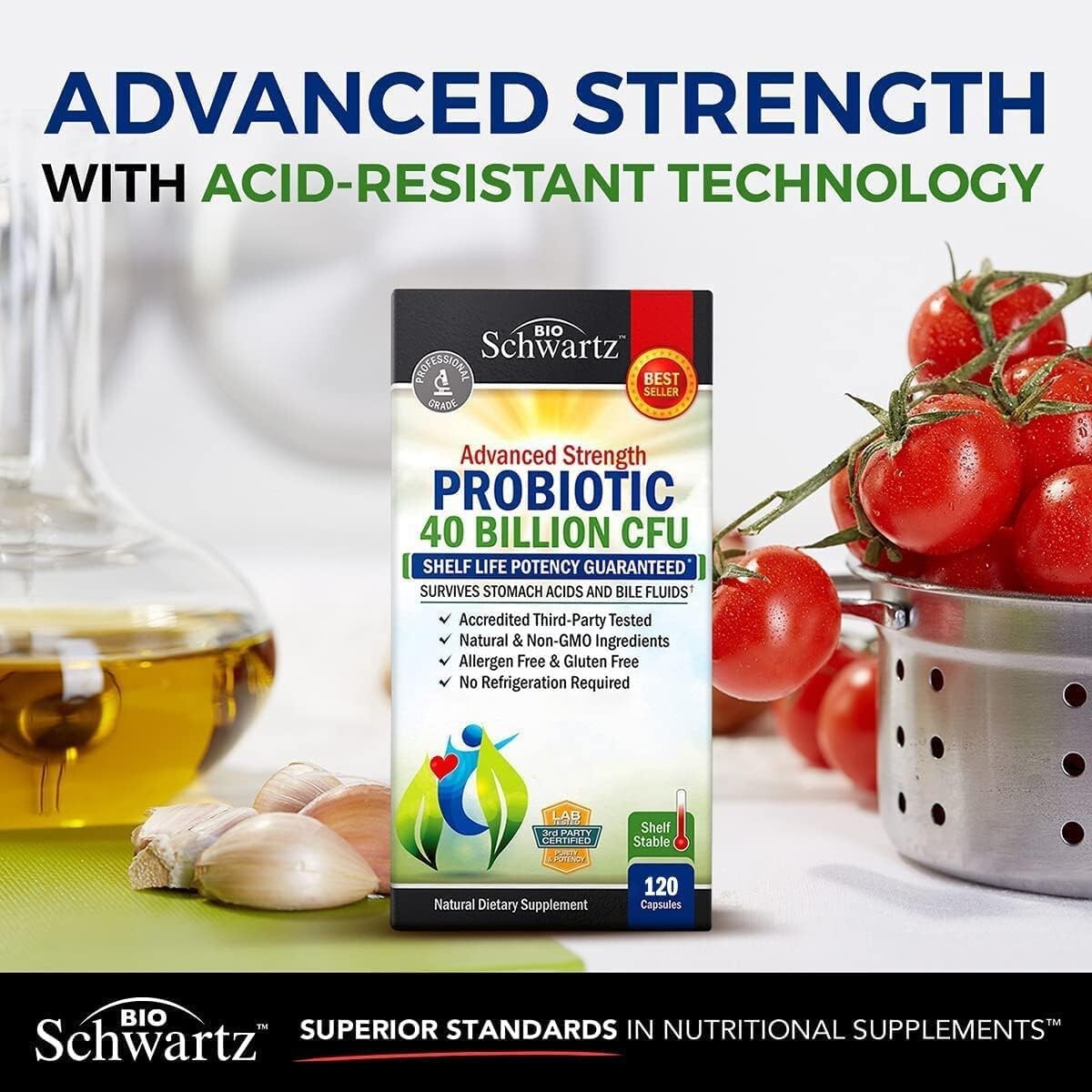 Daily Probiotic Supplement 40 Billion CFU Gut Health Complex w/ Astragalus 120ct